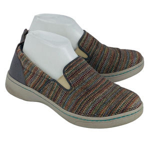 Womens 38 US 7.5-8 Dansko Belle Slip‎ On Sneakers Textured Canvas Striped Shoes